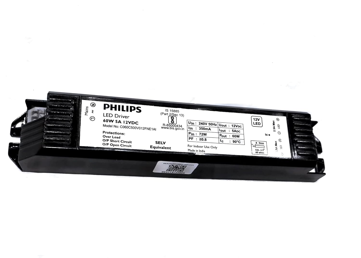 Philips LED Transformer 25 to 60 Watts 5A 12VDC (Black)
