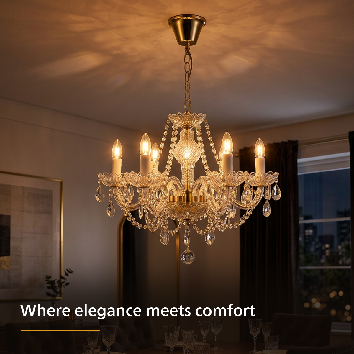 Philips 6 Head Majesté Crystal Chandelier